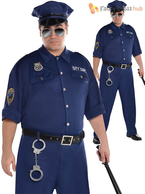 Adult Mens Police Officer Costume Policeman New York Cop Fancy Dress Uniform