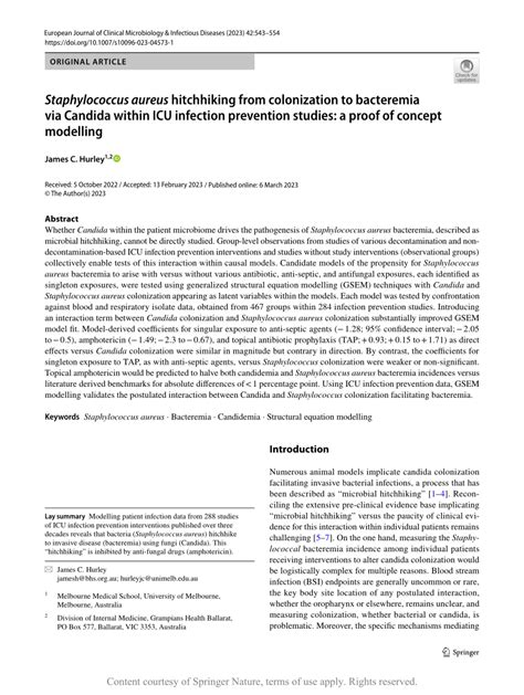 (PDF) Staphylococcus aureus hitchhiking from colonization to bacteremia via Candida within ICU ...