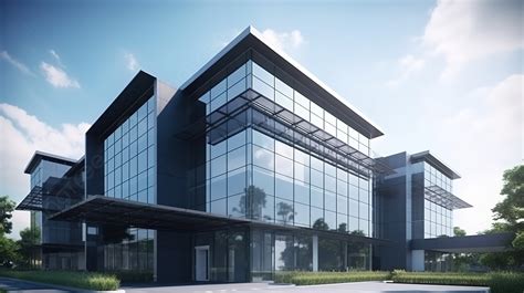 Modern Office Building Rendering In Realtime Background, 3d Rendering Office Building Technology ...