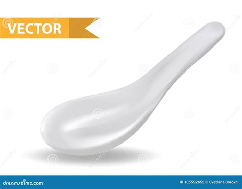 White Ceramic Spoon for Soup or Sauce. 3d Realistic Style Stock Vector ...