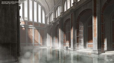 Roman Baths in Bath, England - Digital Reconstruction (Illustration) - World History Encyclopedia