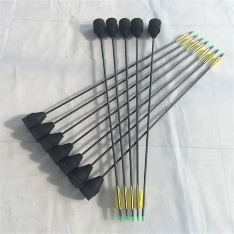 12 pcs archery compound bow carbon arrows + 12 pcs practice archery shooting CS foam arrow heads ...