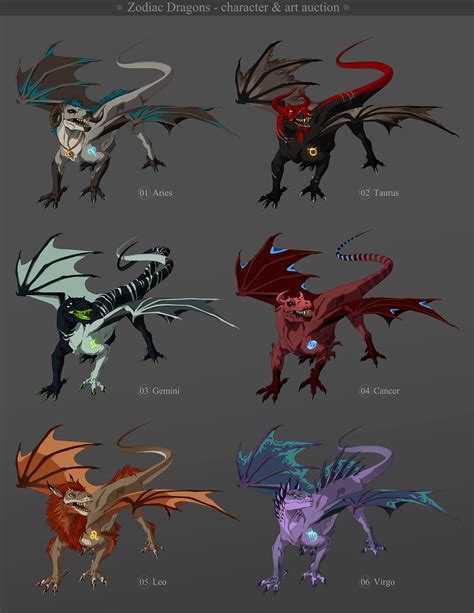 Zodiac Dragons - character and art auction CLOSED by akreon on DeviantArt