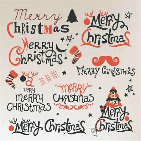 Creative christmas calligraphy design vector set 03 - Vector Christmas ...