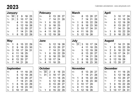 Weekly 2023 Calendar - Printable Template Calendar