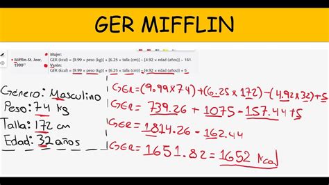 Gasto energético en reposo: Mifflin - YouTube