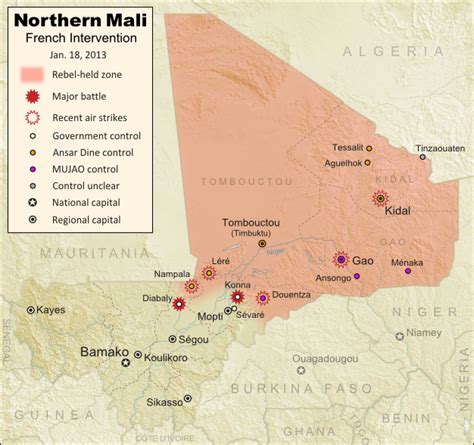 Mali Conflict Map: Hardline Rebels Lose Two Towns (January 2013 ...