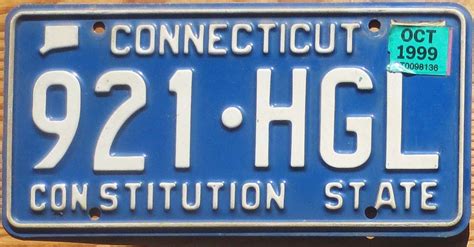 1999 Connecticut vg- | Automobile License Plate Store: Collectible ...