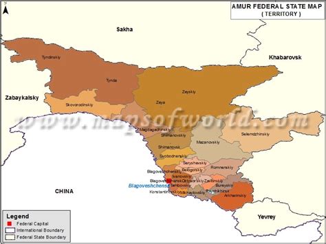 Amur Map, Oblast of Amur, Russia