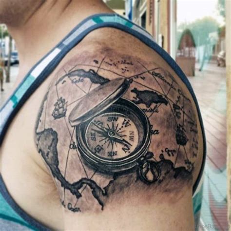 63 Elegant Compass Tattoos For Shoulder