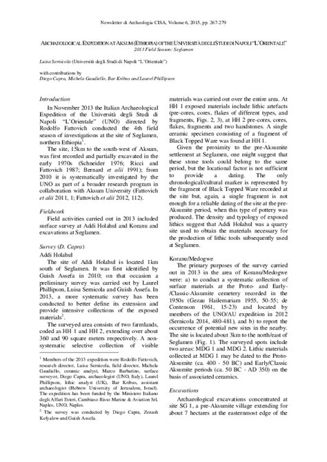 (PDF) ARCHAEOLOGICAL EXPEDITION AT AKSUM (ETHIOPIA) OF THE UNIVERSITÀ DEGLI STUDI DI NAPOLI "L ...