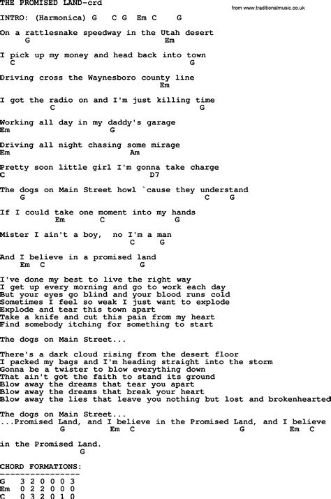 Bruce Springsteen song: The Promised Land, lyrics and chords