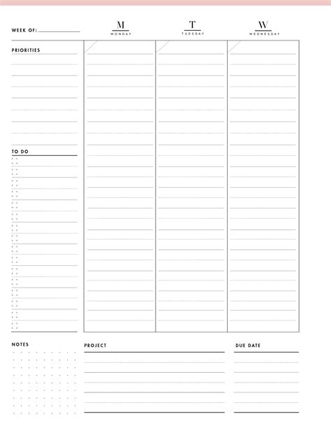 7 Day Weekly Schedule Template - World of Printables