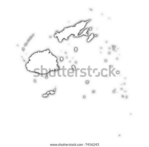 Fiji Outline Map Shadow Detailed Mercator Stock Illustration 7456243