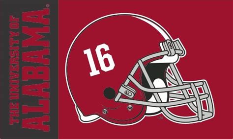 Alabama Crimson Tide Football Helmet Flag | Alabama number 16 Flag ...