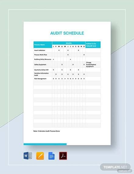 FREE 11+ Audit Schedule Samples and Templates in PDF | MS Word | Excel