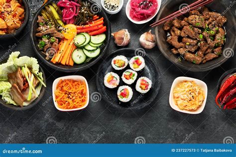 Assortment of Korean Traditional Dishes Stock Image - Image of dinner ...