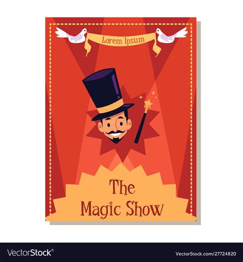 Magic show flyer poster template with smiling Vector Image