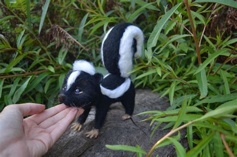 Needle Felted Skunk MADE TO ORDER Realistic Stinkier Miniature | Etsy