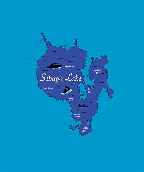 Sebago Lake Map Digital Art by Sean Conti - Fine Art America