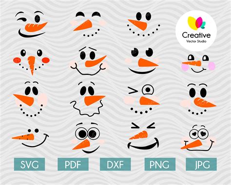 Snowman Faces SVG Bundle | Creative Vector Studio