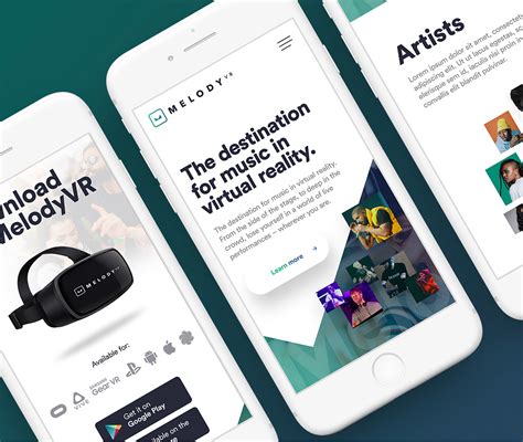 VR music app landing page on Behance