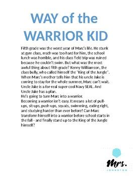 5-Week Lesson Plans: Way of the Warrior Kid Activities and Discussion Questions