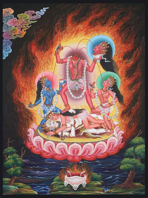 Newari Large Chhinnamasta (Brocadeless Thangka) | Exotic India Art