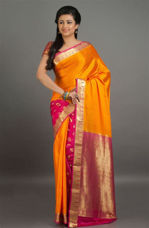 Saree Market: Pure Mysore Silk Saree Orange Colour