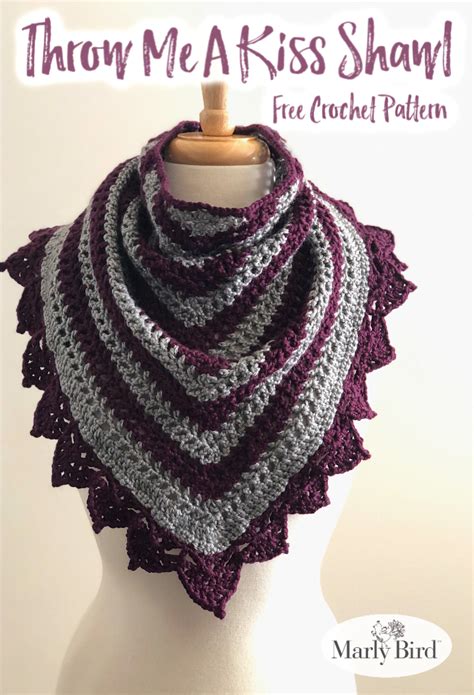 Lace Border Crochet Shawl | Throw Me a Kiss | Marly Bird