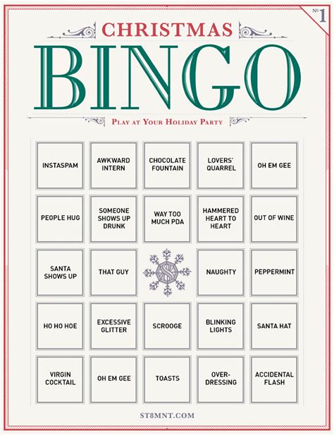 Printable Christmas Bingo Cards For Large Groups