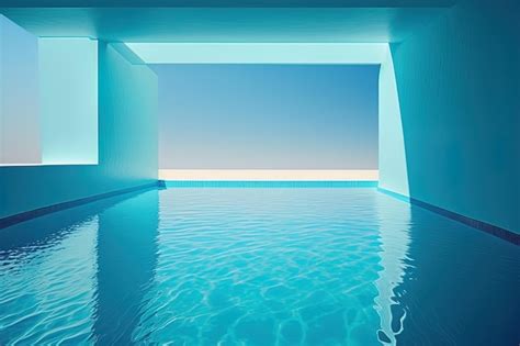 Premium Photo | Swimming pool with a blue surface and water in the ...