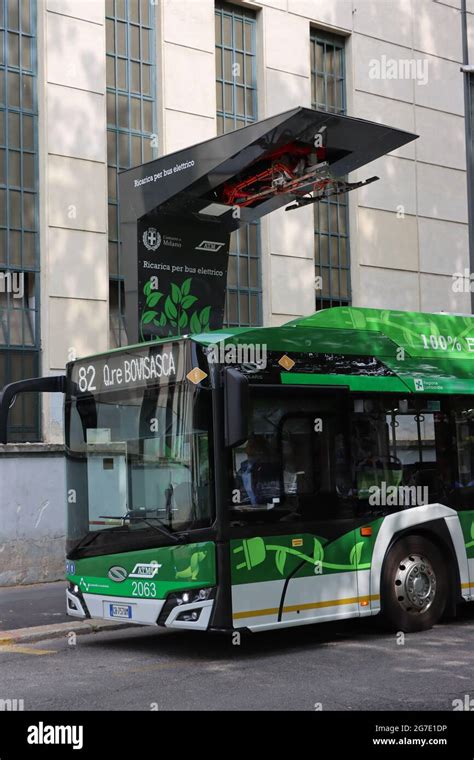 Electric bus charging station in Milan Stock Photo - Alamy