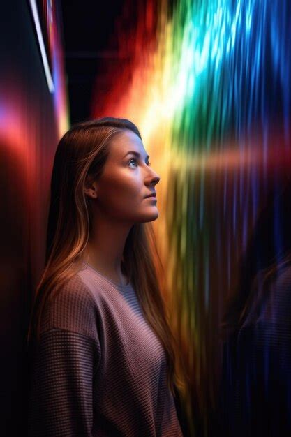 Premium AI Image | Shot of a young woman looking at the rainbow effect ...