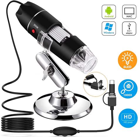 USB Microscope,1000x Zoom 8 LED USB 2.0 Digital Mini Microscope - Gsm King