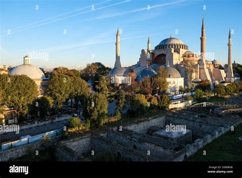 View of Hagia Sophia (Hagia Sophia Grand Mosque), completed in 537 AD, with the Great Palace of ...