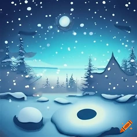 Winter landscape with holes