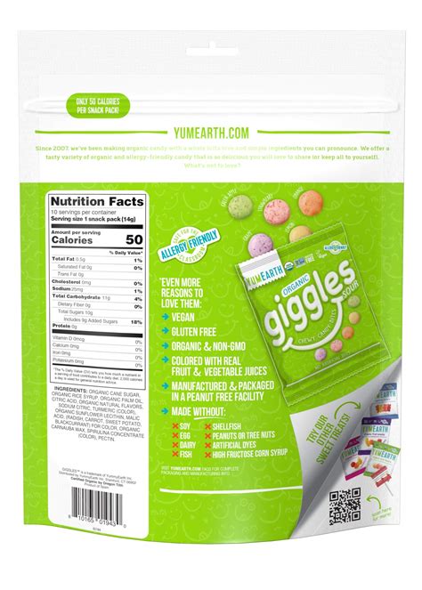 Buy YumEarth Organic Giggles Sour Chewy Candy Bites, 10- 0.5oz Fruit Flavored Snack Packs ...