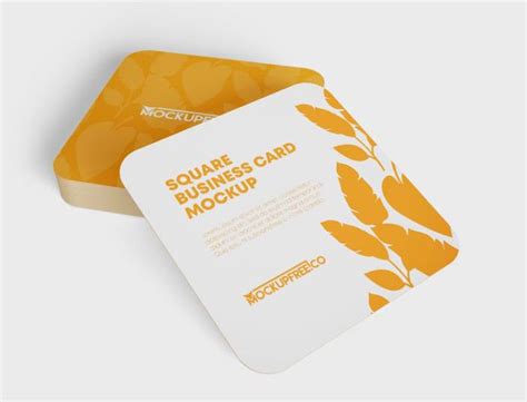 Free Square Business Cards Mockup | Mockuptree