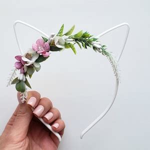 Flower Cat Ears Floral Cat Ears Kitty Floral Ears Kitty Flower Ears ...