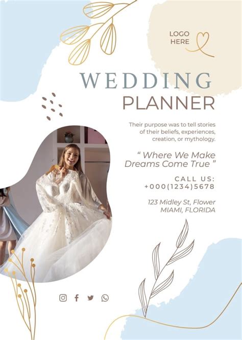 Free Floral Wedding Planner Poster template to design