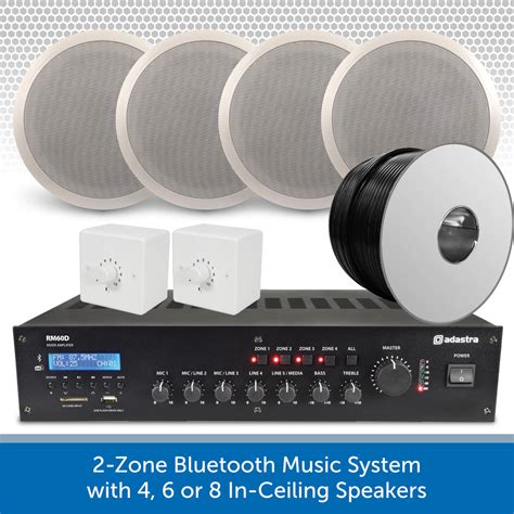 2-Zone Ceiling Speaker Music System with BT & DAB Radio | Audio Volt