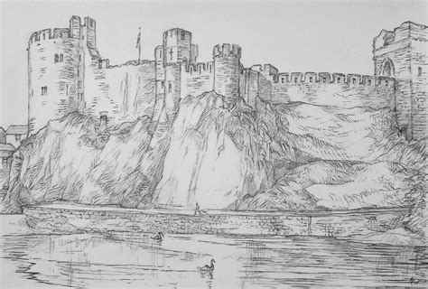 PEMBROKE CASTLE Pencil Drawing By Austen Pinkerton | absolutearts.com