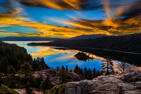 Lake Tahoe at Sunset - Lakes & Nature Background Wallpapers on Desktop ...