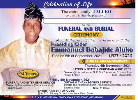 Funeral Invitation Card | Gala invitation, Invitation cards, Funeral ...