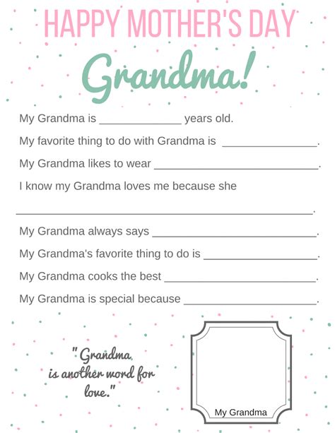 Free Printable All About Grandma Printable - Printable Word Searches