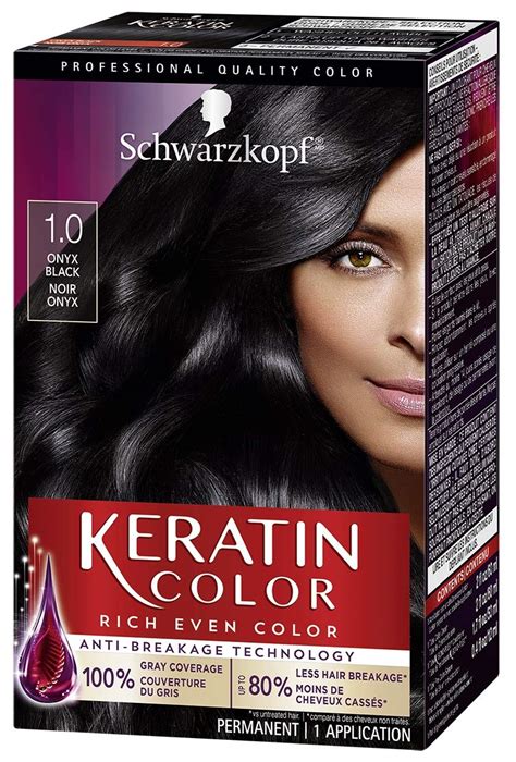 Amazon.com : Schwarzkopf Keratin Color Permanent Hair Color Cream, 1.0 Black Onyx (Packaging May ...