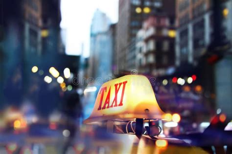 Taxi Car on the Street at Night. Stock Photo - Image of nightlife, life: 122586660