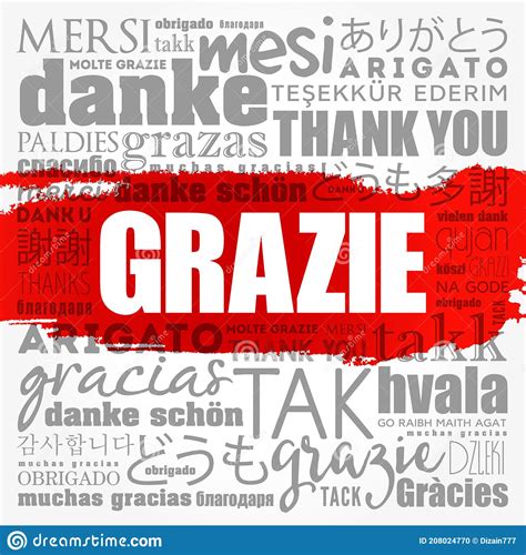 Grazie Thank You in Italian Word Cloud Stock Illustration - Illustration of typo, rome: 208024770