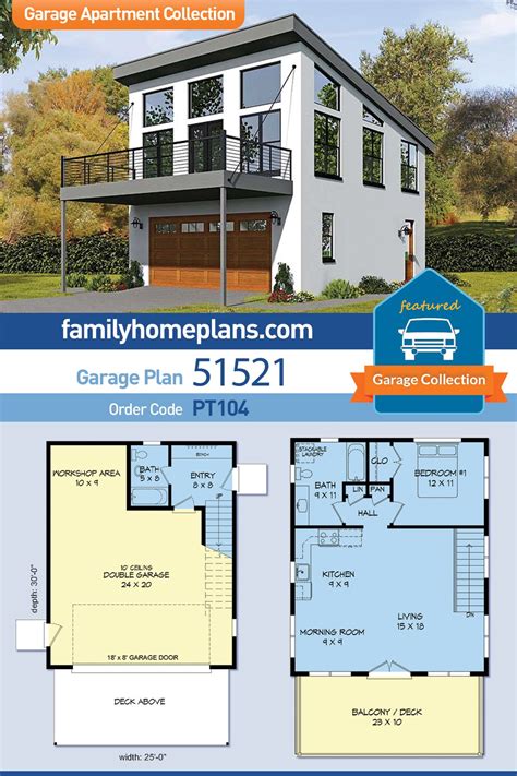 Plan 51521 | Modern Garage Apartment Plan with Deck | Garage apartment ...